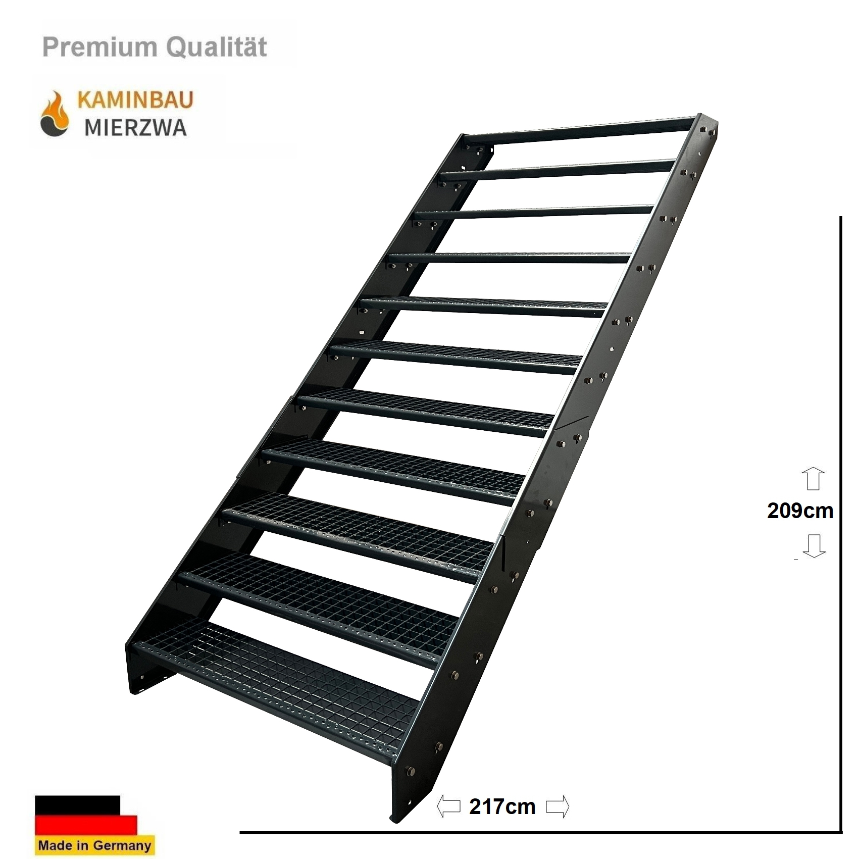 Premium Treppe 6 Stufen Anthrazit Breite 60-140cm H: 114cm Außentreppe