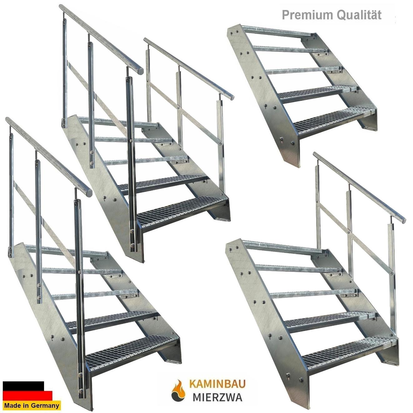 Escaleras 5 peldaños con y sin barandilla Peldaños 600-1400 mm (Galvanizado)